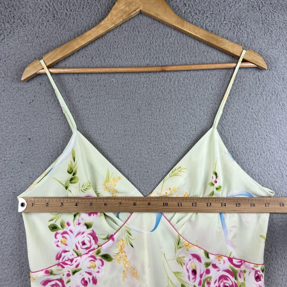 Oscar De La Renta Camisole Tank Top Womens Large Multicolor Floral Satin V Neck - Picture 7 of 9